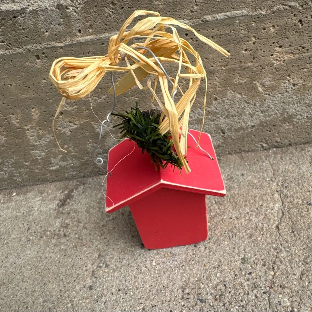 VTG Mini Birdhouse Christmas‎ Hanging Decor Rustic Farmhouse Christmas